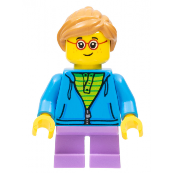 Child Girl with Dark Azure Hoodie and Ponytail