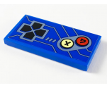 Tile 2 x 4 with Arcade Game Controls, Black Joystick, Yellow and Red Buttons On Blue Background Pattern (Sticker) - Set 71715