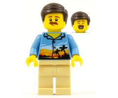 Hiker, Male Parent, Palm Tree Shirt, Moustache, Dark Brown Smooth Hair