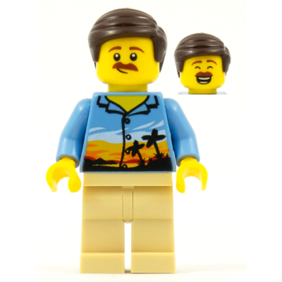 Hiker, Male Parent, Palm Tree Shirt, Moustache, Dark Brown Smooth Hair