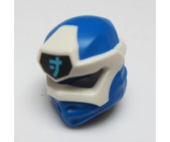 Minifigure, Headgear Ninjago Wrap Type 6 with White Mask, Medium Azure J Symbol on Black Pattern