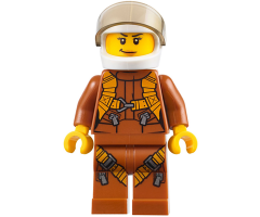 City Jungle Helicopter Pilot Female - Dark Orange Jumpsuit, Dark Orange Legs with Straps, White Helmet, Trans-Black Visor, Peach Lips