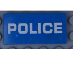 Tile 2 x 4 with White 'POLICE' Pattern on Transparent Background (Sticker) - Set 60174
