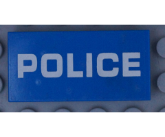 Tile 2 x 4 with White 'POLICE' Pattern on Transparent Background (Sticker) - Set 60174