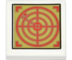 Tile 2 x 2 with Red Radar Screen on Olive Green Background Pattern (Sticker) - Set 79121