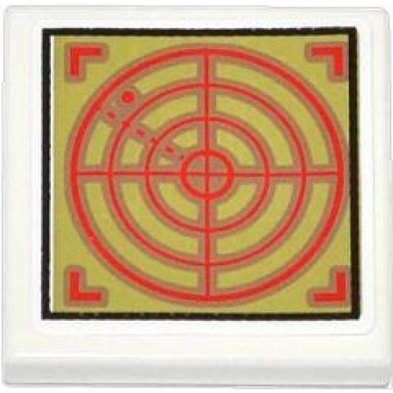 Tile 2 x 2 with Red Radar Screen on Olive Green Background Pattern (Sticker) - Set 79121