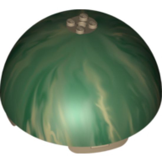 Cylinder Hemisphere 11 x 11, Studs on Top with Marbled Dark Green and Dark Tan Planet Pattern (SW Yavin 4)