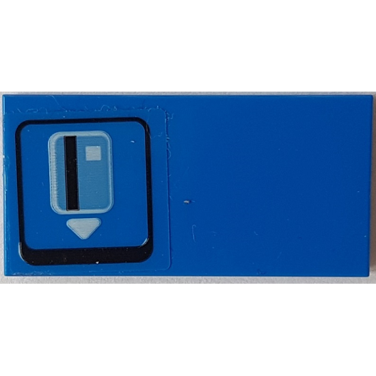 Tile 2 x 4 with Medium Blue Debit / Credit Card and White Triangle inside Black Rounded Square Pattern (Sticker) - Set 76082