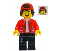 Jack Davids - Red Jacket with Backwards Cap (Open Mouth Smile / Scared)