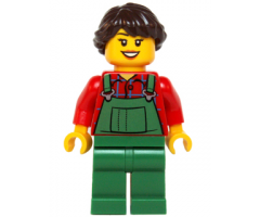 Overalls Farmer Green, Dark Brown French Braided Female Hair