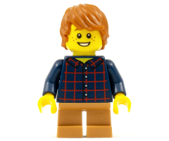 Plaid Button Shirt, Medium Nougat Short Legs, Dark Orange Hair Tousled