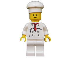 Chef - White Torso with 8 Buttons, Black Wrinkles, NO Back Print, White Legs, Standard Grin
