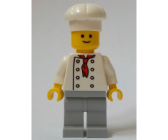 Baker (Chef) - White Torso with 8 Buttons, No Wrinkles Front or Back, Light Bluish Gray Legs