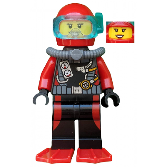 Scuba Diver, Female, Red Flippers