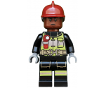 Firefighter - Dark Red Fire Helmet, Reddish Brown Head, Reflective Stripes