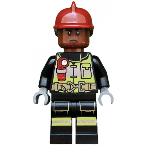 Firefighter - Dark Red Fire Helmet, Reddish Brown Head, Reflective Stripes