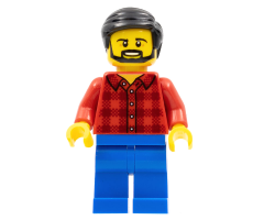 Flannel Shirt, Blue Legs, Black Hair, Beard