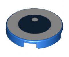 Tile, Round 2 x 2 with Bottom Stud Holder with Center Dark Blue Eye with White Pupil Pattern