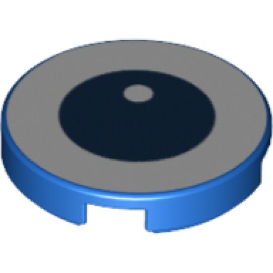 Tile, Round 2 x 2 with Bottom Stud Holder with Center Dark Blue Eye with White Pupil Pattern