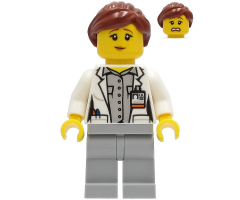 Fire - Female, White Open Jacket over Shirt, Light Bluish Gray Legs, Reddish Brown Hair