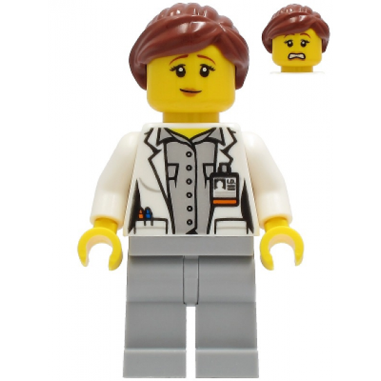 Fire - Female, White Open Jacket over Shirt, Light Bluish Gray Legs, Reddish Brown Hair
