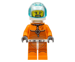 Astronaut - Male, Orange Spacesuit with Dark Bluish Gray Lines, Trans Light Blue Large Visor, Black Angular Beard