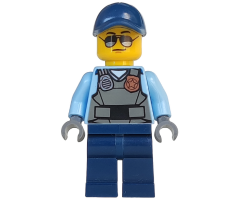 Police - City Officer, Sunglasses, Gray Vest with Radio and Gold Badge, Dark Blue Legs, Dark Blue Cap
