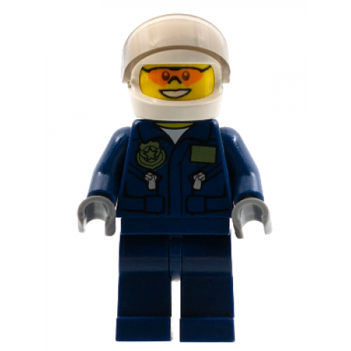 Swamp Police - Helicopter Pilot, Dark Blue Flight Suit with Badge, Helmet, Plain Hips and Legs