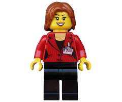 Press Woman / Reporter - Black Legs, Dark Orange Mid-Length Tousled Hair