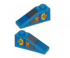 Slope 33 3 x 1 with Blue and Gray Panels on Top and Sides and Yellow Markings on Sides Pattern 2 (Stickers) - Set 75258
