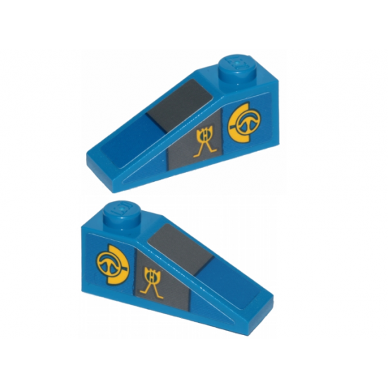 Slope 33 3 x 1 with Blue and Gray Panels on Top and Sides and Yellow Markings on Sides Pattern 2 (Stickers) - Set 75258