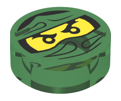 Tile, Round 1 x 1 with Ninjago Trapped Lloyd Pattern