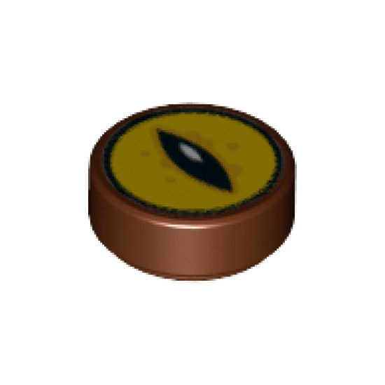 Tile, Round 1 x 1 with Black Eye on Yellow Background Pattern