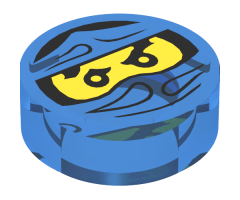 Tile, Round 1 x 1 with Ninjago Trapped Jay Pattern