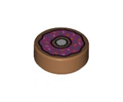 Tile, Round 1 x 1 with Doughnut with Dark Pink Frosting and Sprinkles Pattern