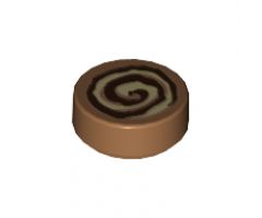 Tile, Round 1 x 1 with Cinnamon Roll Pattern