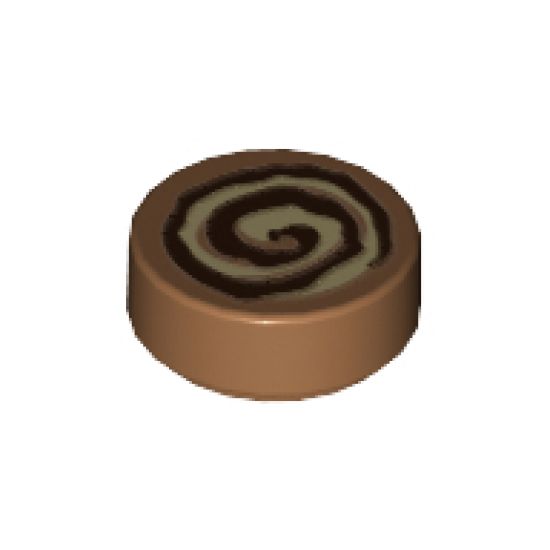 Tile, Round 1 x 1 with Cinnamon Roll Pattern