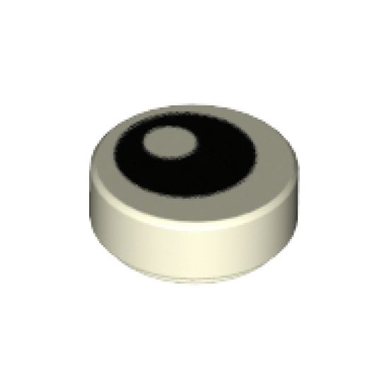 Tile, Round 1 x 1 with Black Eye with Pupil Pattern