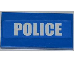 Tile 2 x 4 with White 'POLICE' on Blue Background Pattern (Sticker) - Set 7498