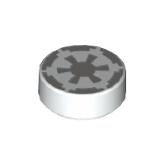Tile, Round 1 x 1 with SW Light Bluish Gray Imperial Logo Pattern