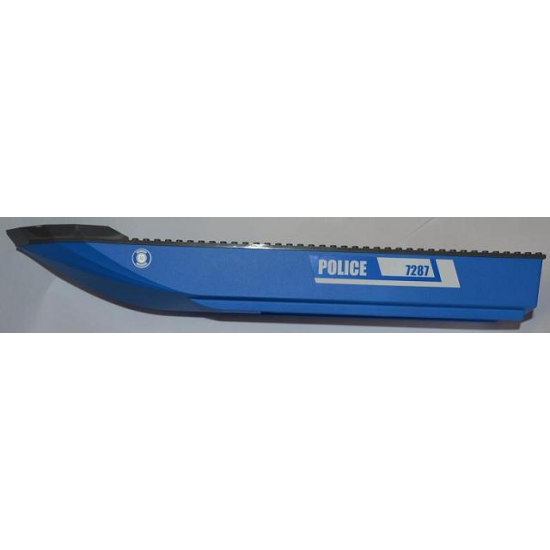 Boat Hull Unitary 51 x 12 x 6 with Dark Bluish Gray Top with 'POLICE' and '7287' Pattern on Both Sides (Stickers) - Set 7287