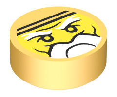 Tile, Round 1 x 1 with Ninjago Trapped Sensei Wu Pattern