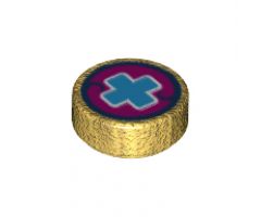 Tile, Round 1 x 1 with Medium Blue Cross on Magenta Background Pattern