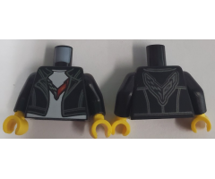 Torso Leather Jacket over White Shirt with Chevrolet Logo Front and Back Pattern / Black Arms / Yellow Hands