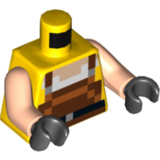 Torso Pixelated Overalls with Black Belt Pattern / Light Nougat Arms / Black Hands
