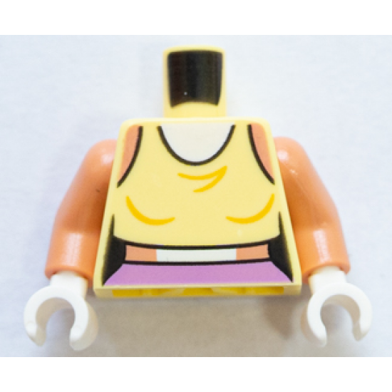 Torso Female Outline Blouse, Belt, Tail and Medium Lavender Shorts Pattern / Nougat Arms / White Hands