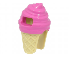 Minifigure, Headgear Head Cover, Costume Ice Cream with Molded Tan Cone Pattern