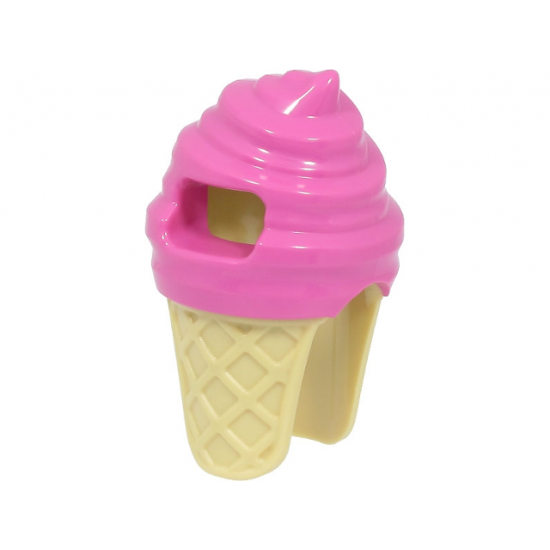 Minifigure, Headgear Head Cover, Costume Ice Cream with Molded Tan Cone Pattern