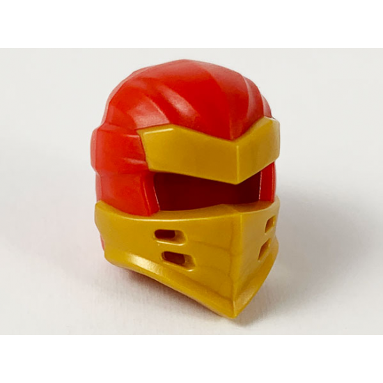 Minifigure, Headgear Ninjago Wrap Type 7 with 4 Slits on Front and Red Fabric Pattern