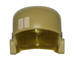 Minifigure, Headgear Helmet SW Resistance Trooper with Molded Trans-Yellow Visor and Printed Tan Rectangles and Black Circles Pattern